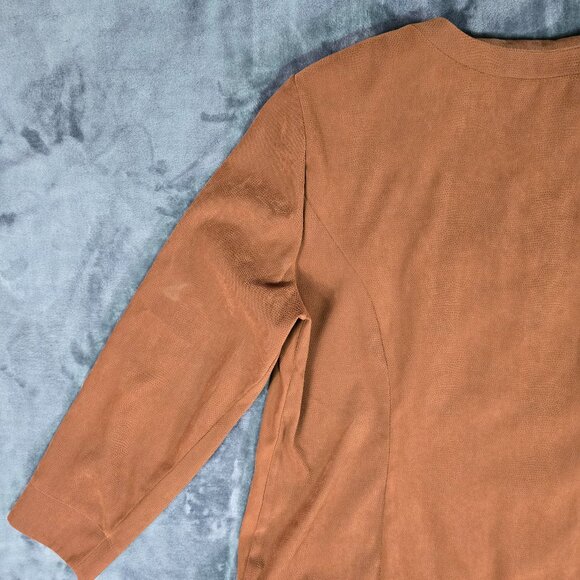 Ashley Stewart Faux Suede Jacket | Brown Zip-Up | Women's 16 | Vintage Style - Picture 12 of 13